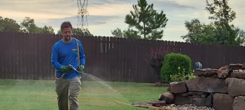 spraying lawn for weeds